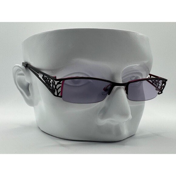 Vintage Y2K Eyeglasses | NOS | Ornate Decorated Narrow Style | Black & Fuchsia - Picture 1 of 10